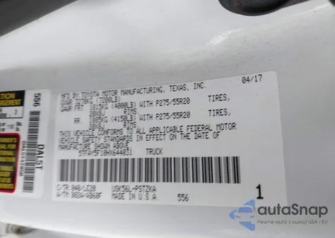 2017 Toyota Tundra Platinum 5.7L V8 from USA, damaged, VIN 5TFAY5F10HX644031